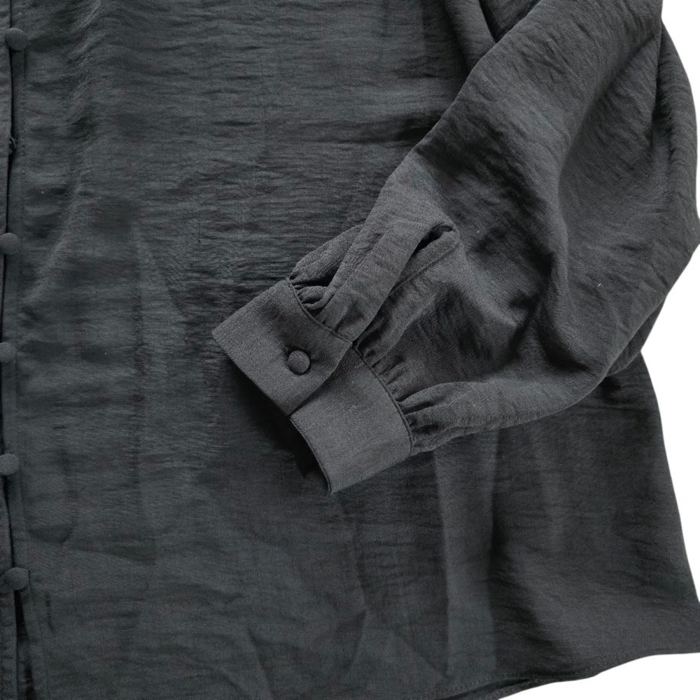 Nine West Blouse Womens XL Black Button Down Dark Academia Minimalist Whimsigoth - Picture 4 of 11